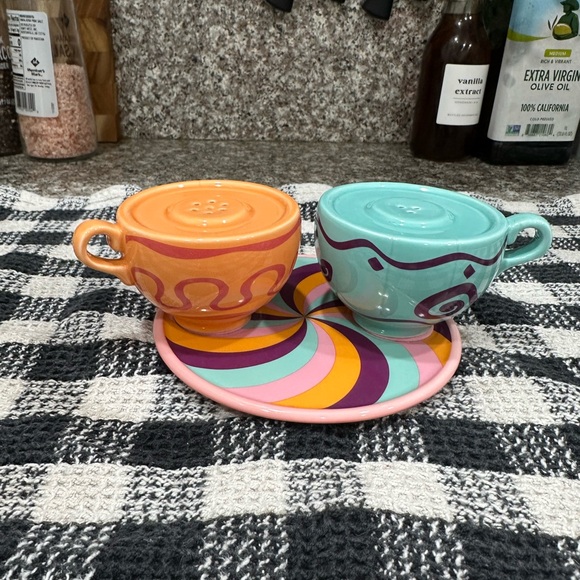 Disney Other - Disney teacups and Saucer Salt & Pepper Shakers.
